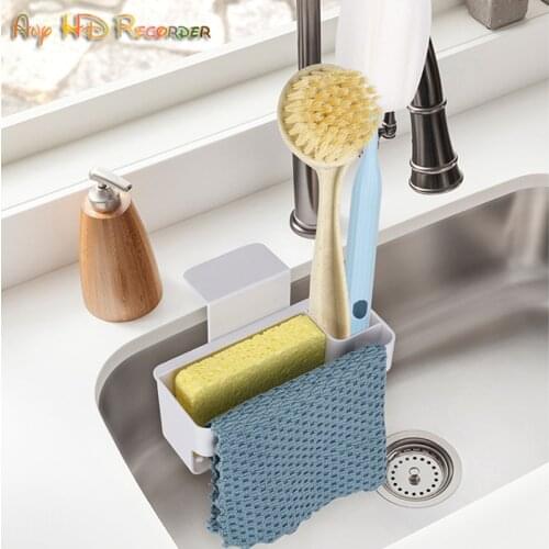 Kitchen Sponge Holder Sucker Sink Towel Hanger Drainer Accessories Everything Organizer Gadget Storage Bathroom Without Drilling