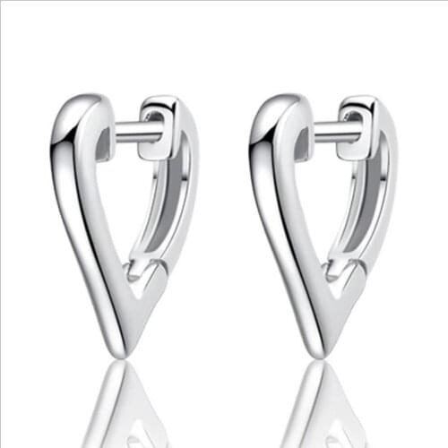 Cute Heart Girls Hoop Earrings Jewelry Lady Fashion 925 Sterling Silver Earring For Women Party Accessories Female Bijou