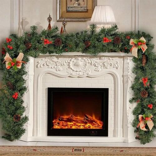 1.8M Christmas Rattan Artificial Flower Tree Ornament Outdoor Garland Wreath Pendant Xmas Party Supplies Home Door Stairs Decor