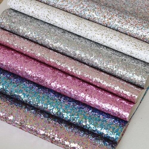 1PCS 21CMX29CM A4 Multicoloured Chunky Glitter Synthetic Faux Leather Sheet PU Leather Fabric DIY Bows Material Craft Supplies