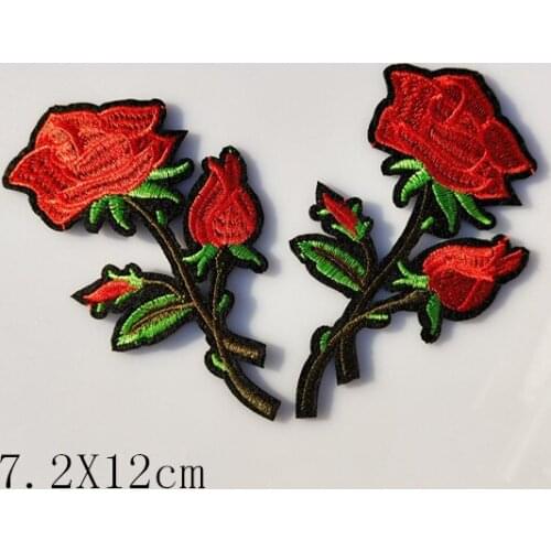 Cartoon rose flower hot melt adhesive applique embroidery patches DIY clothing accessory patch 1pcs sell free shipping