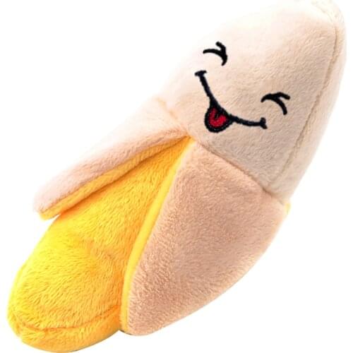 Lovely 1pc Banana Shape Bite Resistant Pet Chew Toy Pet Squeaky Toys Pet Supplies Dog Favors Creative Cartoon Plush Dogs Toy