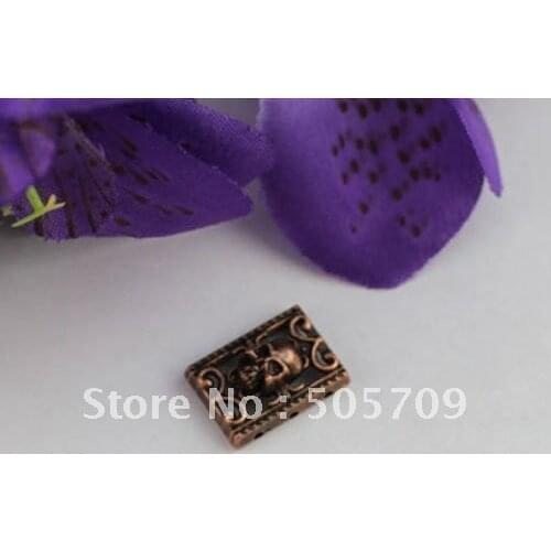100PCS Antiqued Copper Skull Rectangle 3 holes Link Spacers #22079