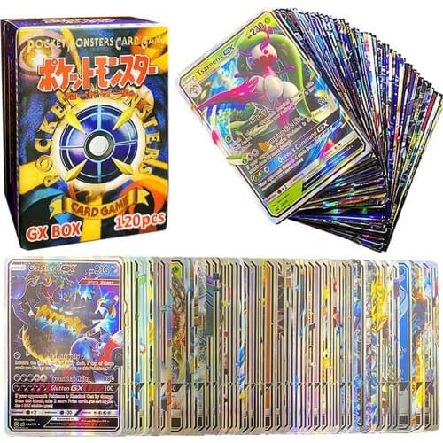 120pcs Pokemons English Cards box Shining Playing Game MAGE EX GX Display Pokemon Collection Carte Battle Trading kids Toy gift