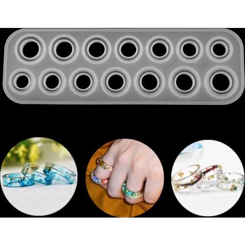 14 Holes Sizes Flat Rings Mold Collection Handmade DIY Making Pendant Ring Jewelry Silicone Mold Crystal Epoxy Mould Epoxy Resin