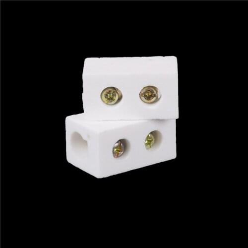 2 Pcs New Arrival Porcelain Ceramic Terminal Blocks Ceramic Terminal Block 30A 1Way 2 Hole Connector Whosesale