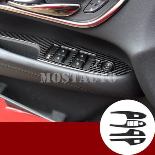 For Cadillac ATS Carbon Fiber Car Door Window Switch Button Trim Cover 2013-2018 4pcs Car Accessories Interior Car Decor