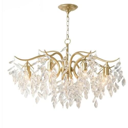 American country living room dining room lamp French postmodern creative art leaves European style bedroom crystal chandeliers