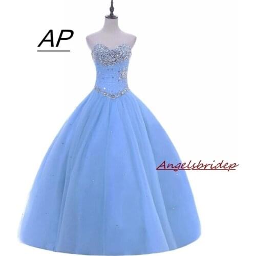 ANGELSBRIDEP Sweet 16 Quinceanera Dress 2021 Sparkly Crystals Tulle Ball Gown Vestido Debutante Full-Length Vestidos De 15 anos