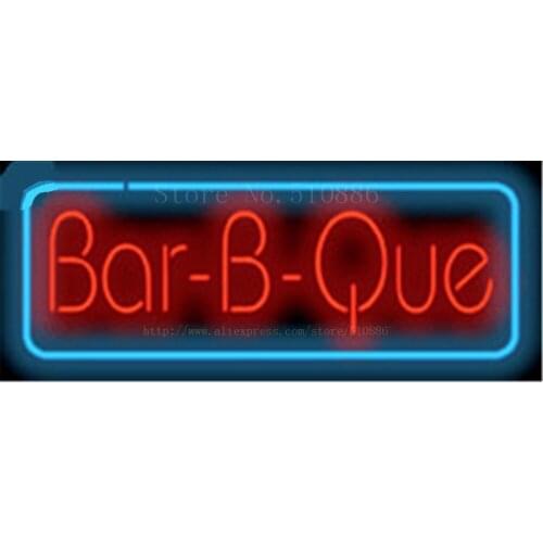 Bar-B-Que BBQ Barbeque Glass Tube neon sign Handcrafted Display Light Beer Pub Club signs Shop Store Business signage 17"x14"