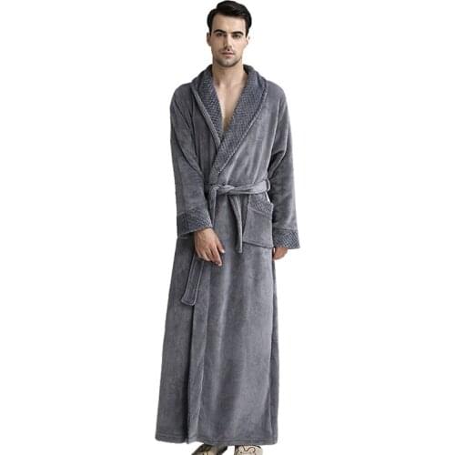 Brand Desigher Men Plus Size Winter Thermal Long Bathrobe Thick Flannel Warm Kimono Bath Robes Female Dressing Gown Sleepwear