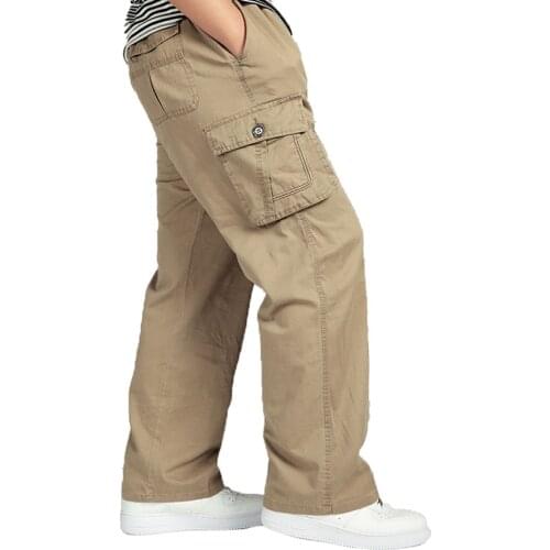 MENS PANT LARGE SIZE Big 4xl 5xl 6xl Plus Casual Men Elastic Waist Multi Pocket Long Baggy Straight Cargo Jogger Trousers Male