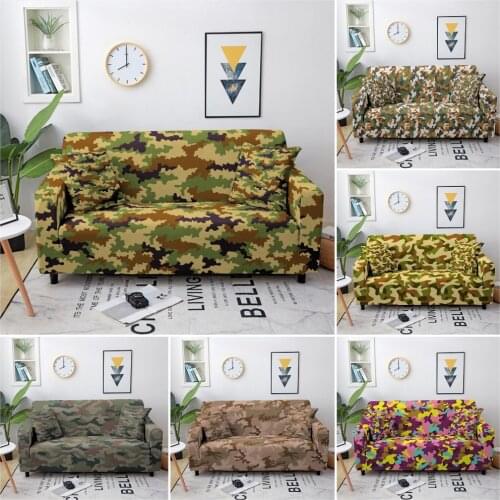 Camouflage Pattern Sofa Cover Elastic Spandex Sofa Slipcovers Living Room Stretch Polyester Couch Cover Sofa Protector 1-4 Seat