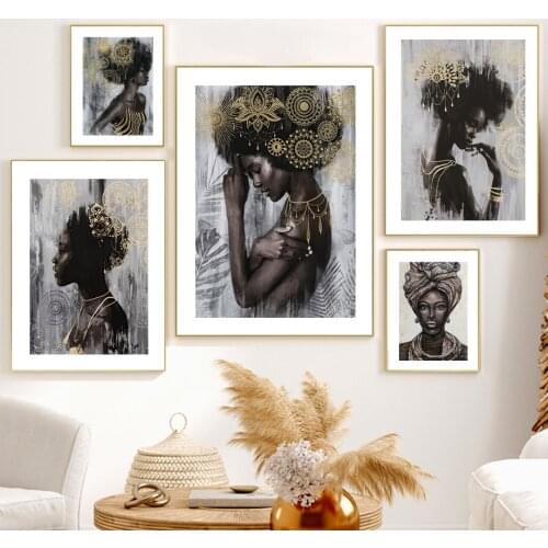 Black Beauty Woman African Art Canvas Painting Sexy Afro Girl Nordic Posters And Prints Wall Pictures For Living Room Home Decor