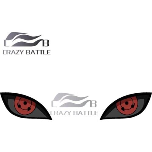 Crazy Battle 13cm x 2.4cm Rubbish Metempsychosis Sharingan Car Stickers VAN Motorcycle Trunk Decal Anime Personality Graphics