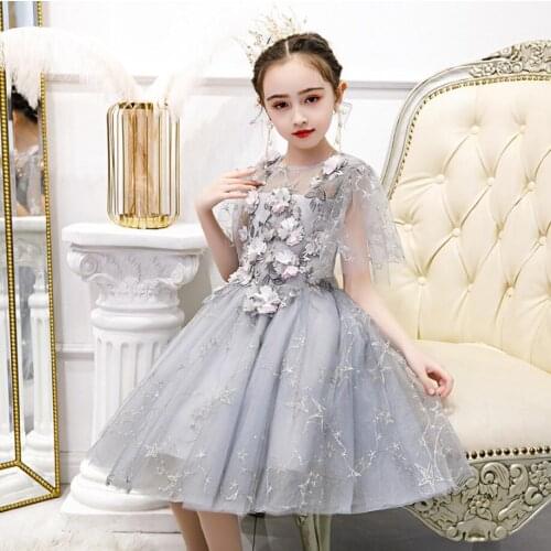 Children Halloween Girl Costume Princess Toddler Sequin Appliques Tulle Wedding Dresses for Girls Flowers Kids Formal Party Wear