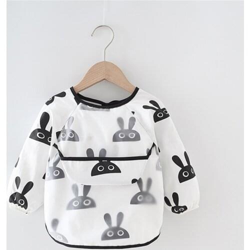 Baby Kids Toddler Long Sleeve Scarf Waterproof Feeding Bib Apron Pocket Infant Boys Girls Burp Cloth Banana Bibs