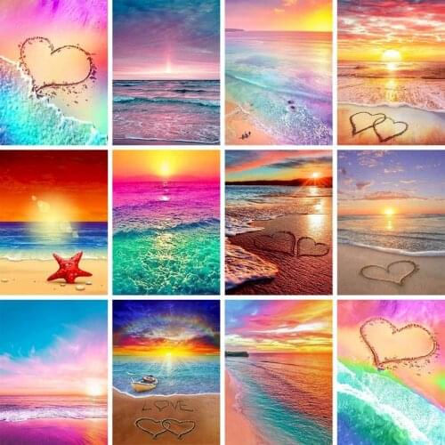 GATYZTORY Frame DIY Color Beach Painting By Numbers Landscape Canvas By Numbers Modern Abstract Handpainted Oil Painting Home De