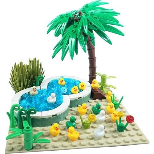 MOC City Flowers Plants Duck Farm Parts Building Blocks Bricks Accessories Swimming Pool Block Assemble Toys DIY Children Gift