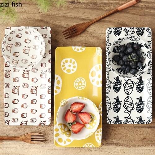 Ceramic Tableware Rectangular Plate / Sushi Plate / Sashimi Plate / Rice Ball Plate Dumpling Plate / Dim Sum Plate dish set