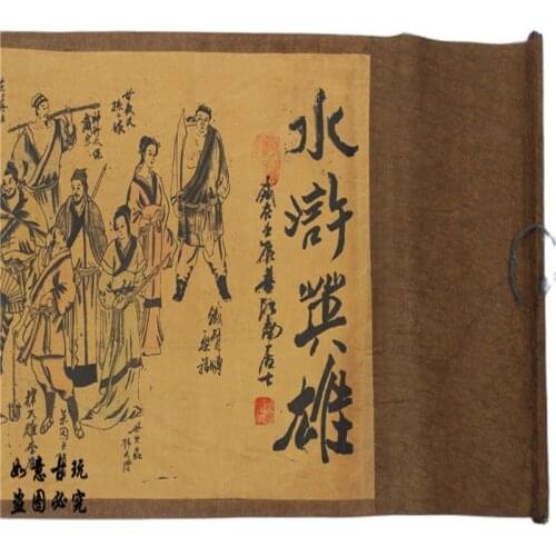 Chinese old picture paper "Figure painting " long Scroll painting Long Scroll Drawing shuihuzhuan