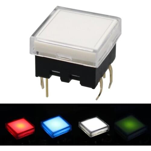 2Pcs TS12 Square 13.4mm Cover With Led Light Momentary Push Button Tact Switch SPST