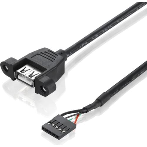 AT 2019 Hot Connector 2.54mm 5pins female to USB A 2.0 female extension cable panel mount screw ear holes 30cm cord Baffle line