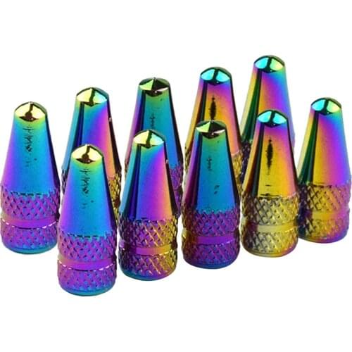 MagiDeal 10pcs Tire Rim Valve Cover Rainbow Color for presta valve