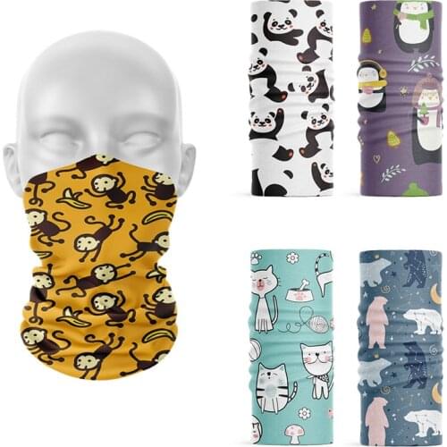 3D Printed Mens Hijab Scarf Cute Animal Handkerchief Tubular Headwear Women Headdress Sports Cycling Headband Neck Gaiter Buffe