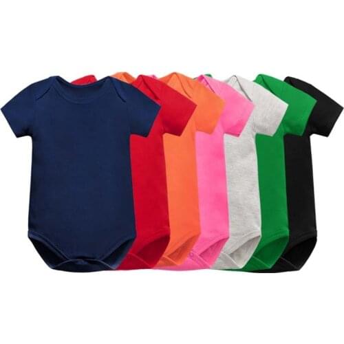 0-24 Month Summer Newborn Baby Romper Soild Color Baby Clothes Girl Rompers Cotton Short Sleeve O-neck Infant Boys Romper