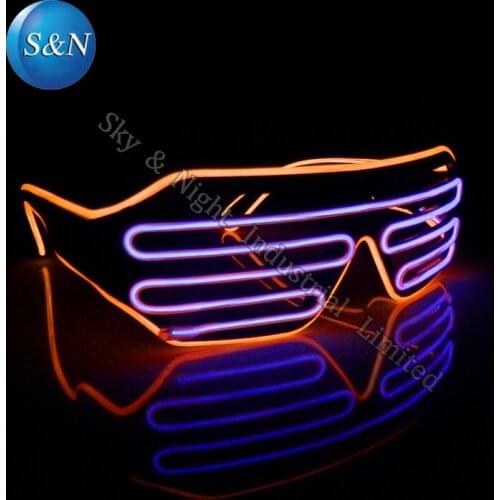 Orange+Pink) Mix color LED EL Fashion Shutter Glasses+Sound Inverter + Free Shipping