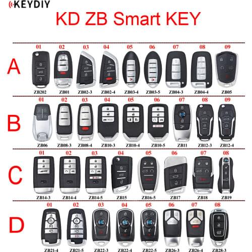 KEYDIY Original KD Smart Key Universal Multi-functional ZB Series Remote Key for KD-X2 Key Programmer