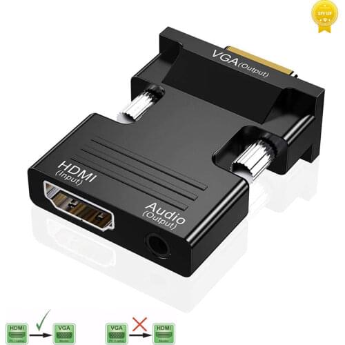 HDMI To VGA Adapter 1080P Cable Converter with 3.5mm Jack Audio Output, for TV Stick, Laptop, Desktop, Monitor, Projector, HDTV