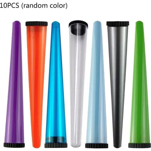 H55E 10Pcs Plastic Clear Storage Tube Hand Smoke Cone Trumpet Herb Sealing Container Air Tight Smoking Rolling Holder
