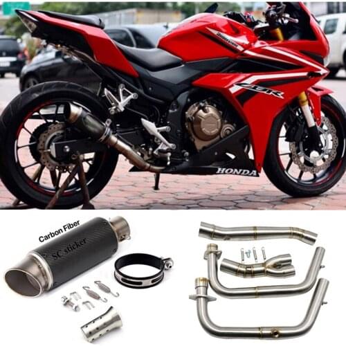 Full Motorcycle Exhaust Systems Modified Escape moto Muffler Slip On Front Link Pipe For Honda CBR250 CBR250R 2018 2019