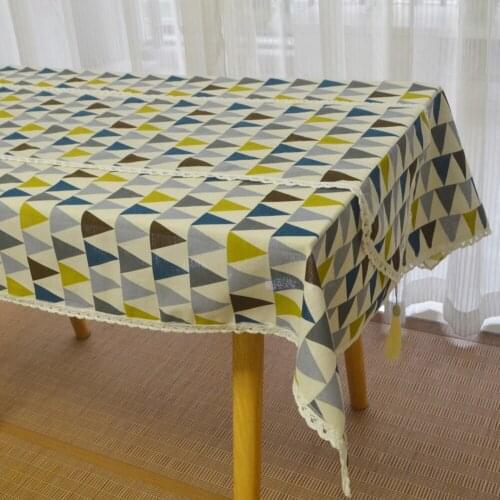 Rectangle Printed Christmas tree Linen Cotton Tablecloth Tassel Lace Table Runner Home Table Decoration Xmas Dinner Table Cloth