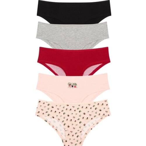 Multicolor cat Plants 5li Hipster Panty Underwear Women