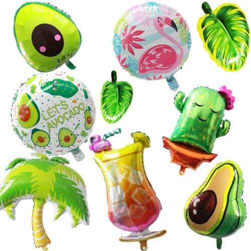 Cactus Flamingo Avocado 18inch Round Pineapple Foil Balloon Summer Hawaiian Theme Party Decoration Birthday Party Supplies Globo