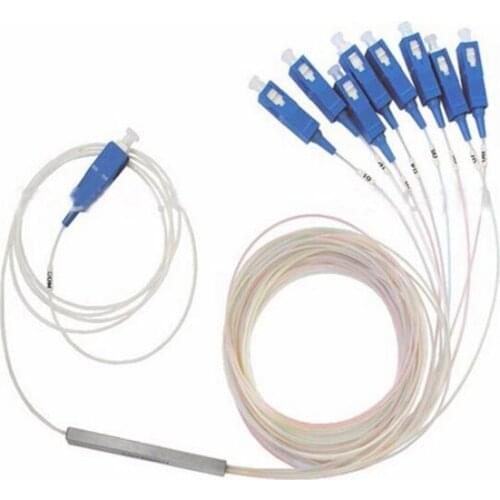 High quality SC APC 1X8 FTTH Fiber Optic Splitter FBT Optical Coupler Steel Pipe type SC Singlemode Mini Fiber Splitter