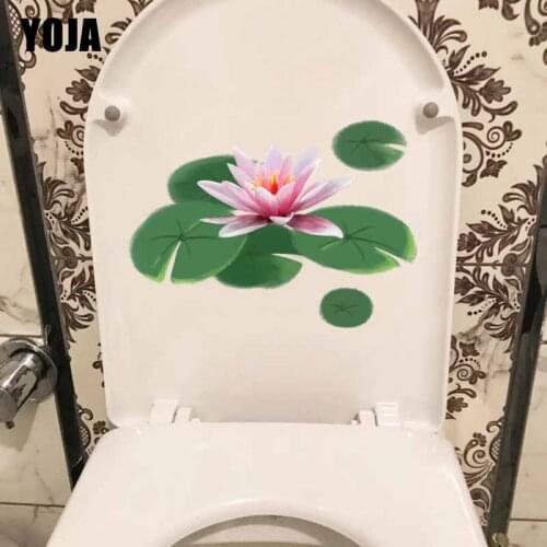 YOJA 22.6*16.4CM Water Lily Aquatic Plant Toilet Seat Stickers Home Room Wall Decoration T1-0872