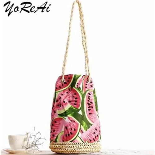 YoReAi Casual Straw Women Shoulder Bags Wicker Woven Handbags Rattan Summer Beach Bag Capacity Tote Lady Big Purses Shopper