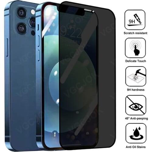 9D Anti Spy Protection Glass For iPhone 12 Mini 11 Pro XS Max X XR iPhone 7 8 6 6S Plus 5 SE 2020 Privacy Screen Protector Glass