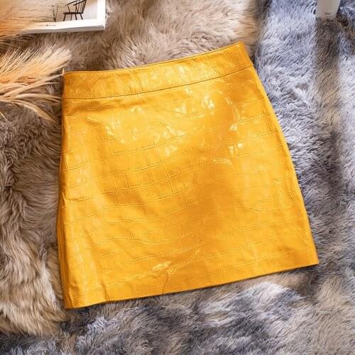 Female High Waist Skirts Summer 2021 Real Sheepskin Leather Skirt Simple Slim Skirts for Women Short Skirt Femme Jupes Zjt2456