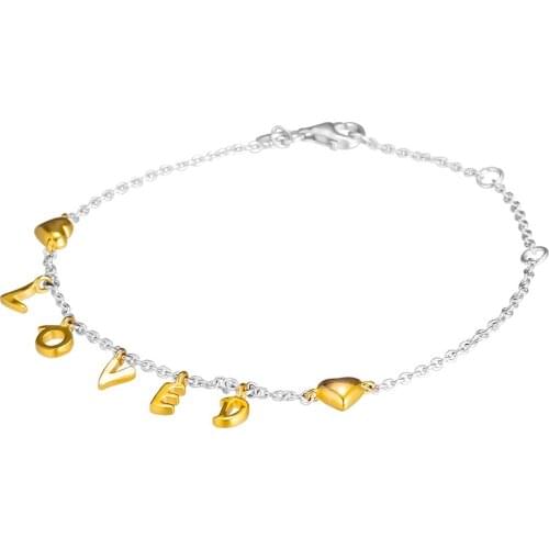 Valentines Day Shine Loved Script Bracelets For Woman DIY Beads & Charms Sterling Silver Fashion Jewelry Bracelets