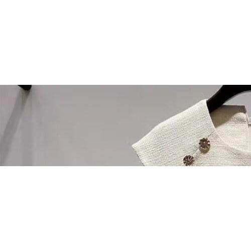 Womens Ruffles Mini Dress Irregular Tweed O-neck Sleeveless Buttons Slim Ladies Robe 2021 New