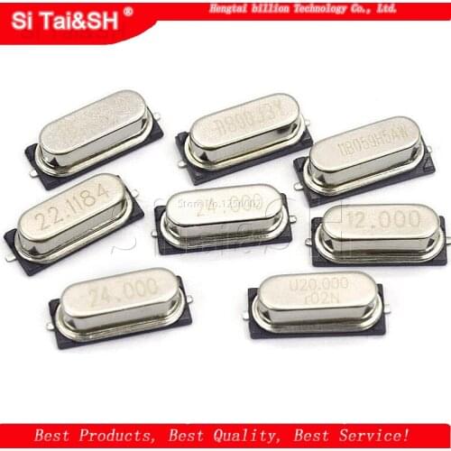 10PCS 4Mhz 6Mhz 8Mhz 12Mhz 16Mhz 20Mhz 24Mhz 4.000mhz 8.000mhz SMD Quartz Crystal Resonator Passive Oscillator HC49S