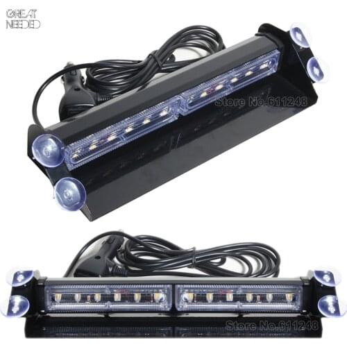 12W Windshield Sucker Car Flash Signal Emergency Fireman Police Beacon Warning Light Led Strobe Light Bar Additional Brake Light
