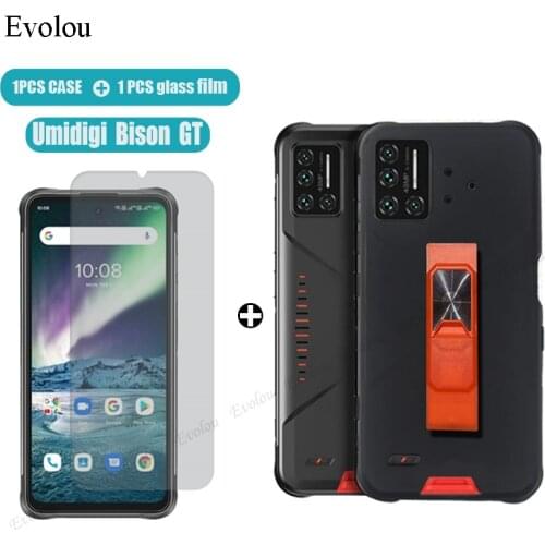 2 in1 Screen Protector Lens For Umidigi Bison GT Capa Soft Silicone Stand Holder Case For Umidigi Bison GT Shockproof Back Cover