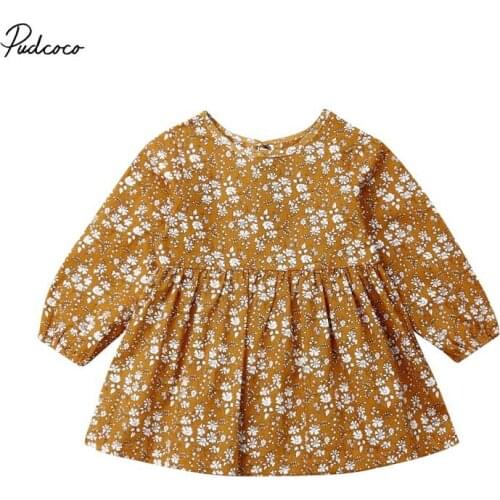 2019 Baby Spring Autumn Clothing Toddler Infant Kids Baby Girl Floral Clothes Dress Tutu Dresses Casual Outfits Party Gown 6M-4T
