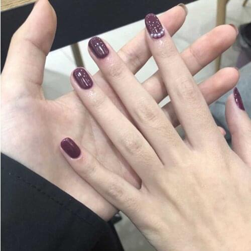 24pcs Artificial Nails With Glue Heart Through Grape Little Pearl Removable Manicure Patch Pre Design Acrylic Nail Tips